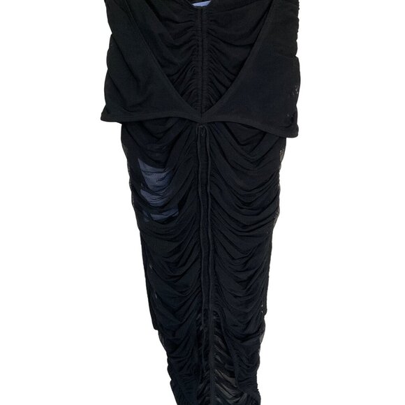 Mugler Mesh Bodycon Skirt in Black 34 New Cutout Midi Draped womens - Picture 8 of 16